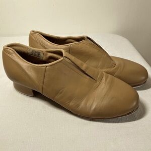 Bloch Tan Flats Slip-On Tap Dance Shoes. 9 1/2N. Leather. Beige Tan. Bloch taps